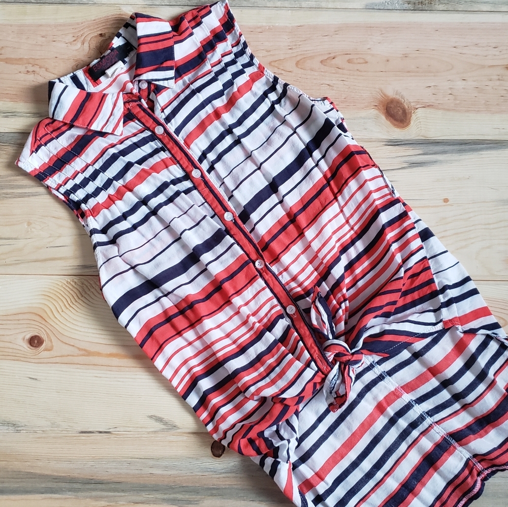 Red, White, and Blue Button Down Tank Top